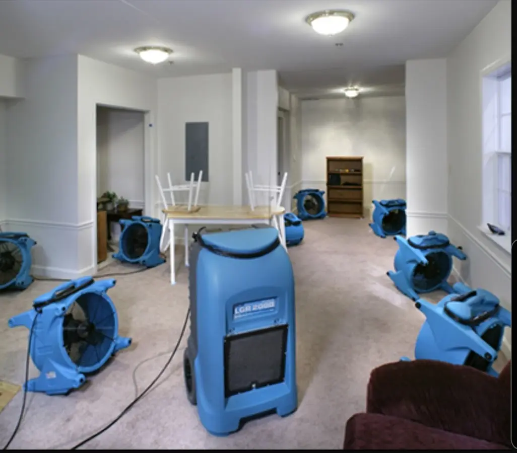 Air movers and dehumidifier setup for Water Extraction & Removal in Roeland Park